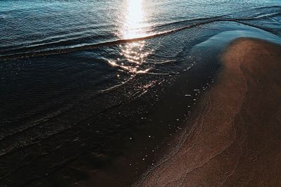 Full frame shot of wet beach at sunset