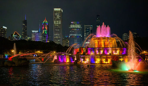 Illuminated city at night