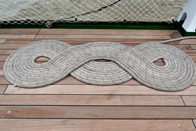 Rope arranged on boat deck