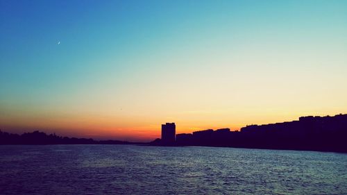 Scenic view of sea at sunset