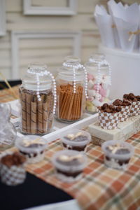 Close-up of cupcakes on table