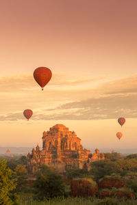 Hot air balloon flying over the sky