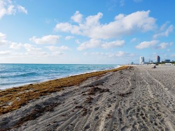 Scenic view of beach against sky