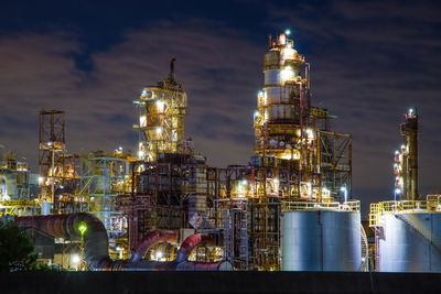 Night view of yokkaichi petrochemical complex