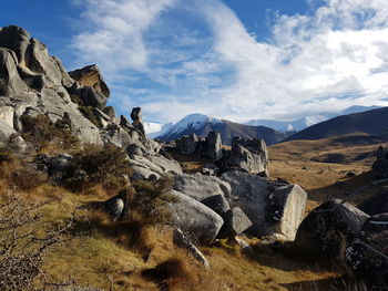 Scenic view of mountains against sky