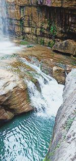 Scenic view of waterfall