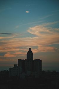 Silhouette buildings against sky during sunset