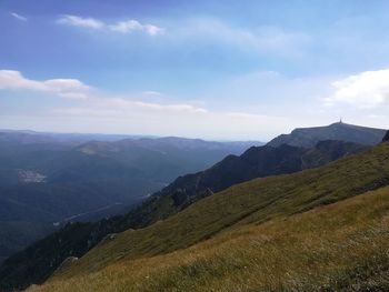 Scenic view of mountains against sky