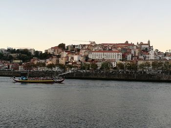 View of cityscape against clear sky