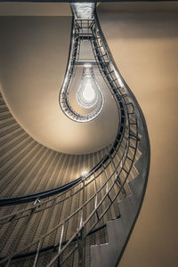 Low angle view of spiral staircases in modern building