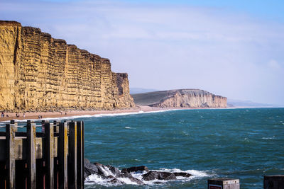 Scenic view of sea against sky west bay  dorset 