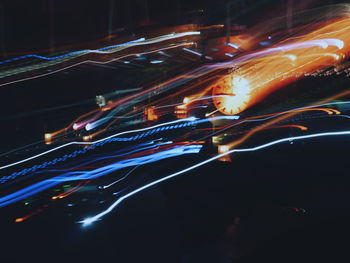 Close-up of light trails