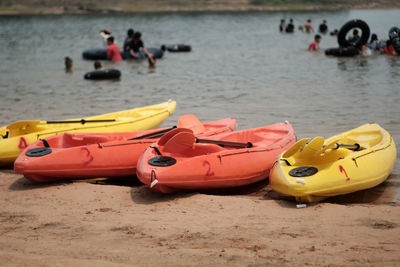 View of nautical vessel on beach