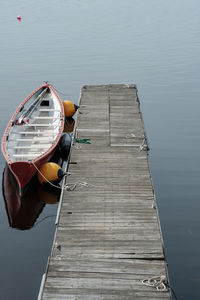High angle view of pier on lake