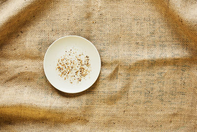 High angle view of coffee on table