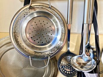 Close-up of kitchen utensils at home