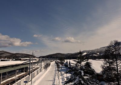 Road by trees against sky