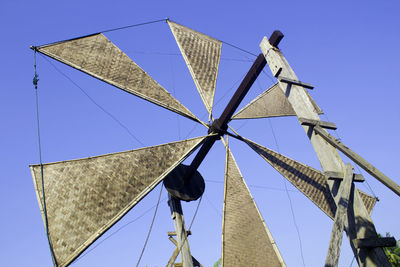 Low angle view of built structure against clear blue sky