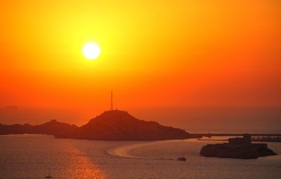 Scenic view of sea during sunset