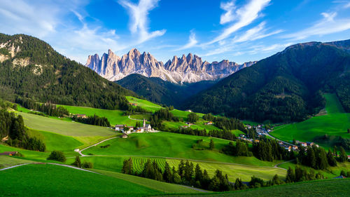 Panoramic view of landscape and mountains against sky