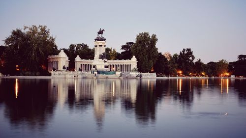 Reflection of building in water