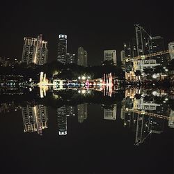 Illuminated cityscape at night