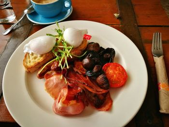 Close-up of food in plate on table