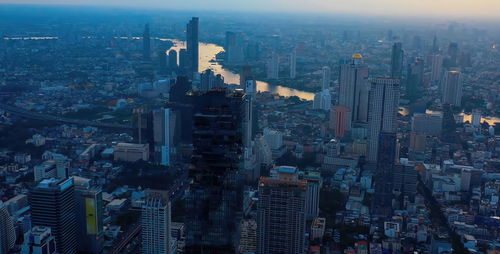Aerial view of cityscape,cityscape in middle of bangkok,thailand