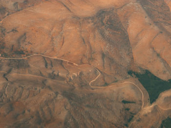 High angle view of rock formations on land