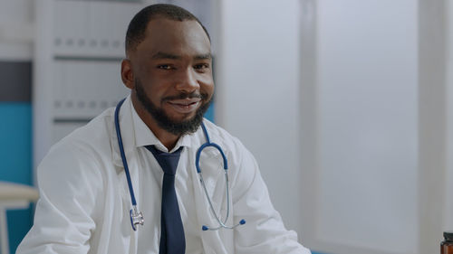 Portrait of young man in hospital