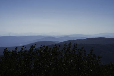 Scenic view of mountains against clear sky