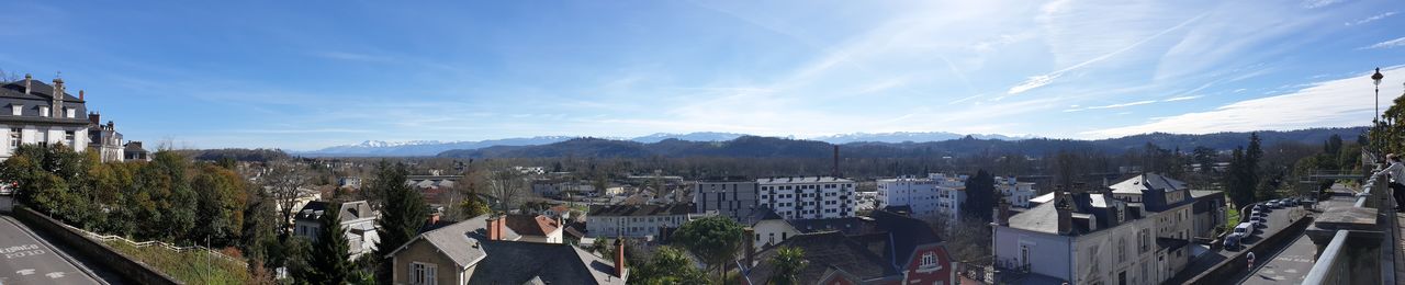 High angle shot of townscape against sky