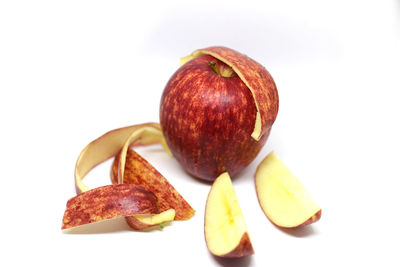 Close-up of apple on white background