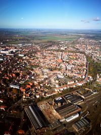 High angle view of cityscape against sky