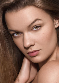 Close-up portrait of a beautiful young woman