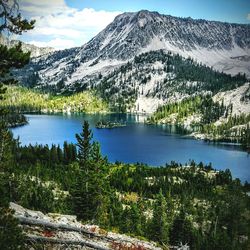 Scenic view of lake and mountains