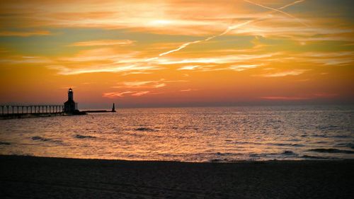 Scenic view of sea during sunset