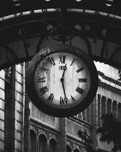 Low angle view of clock in building