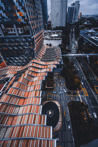 High angle view of buildings in city