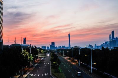 View of road at sunset