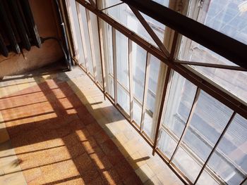 Shadow of window on tiled floor