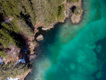 High angle view of lake cresta in graubunden