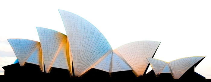 Low angle view of modern building against clear sky