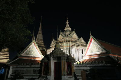 Low angle view of illuminated temple