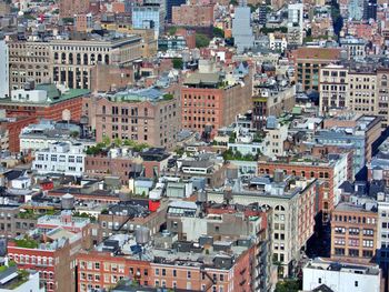 High angle view of buildings in city