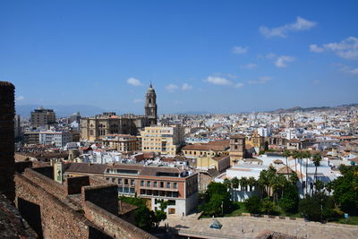 High angle view of buildings in city