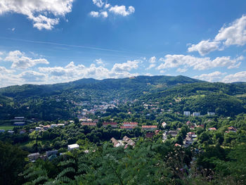 High angle view of townscape against sky