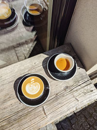 High angle view of food on table