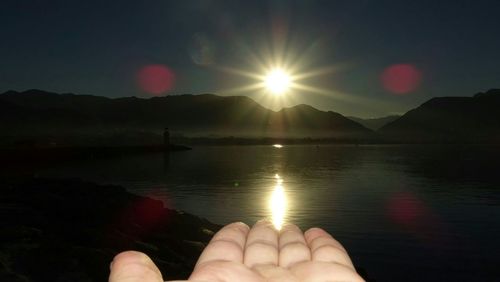 Scenic view of sunset over river