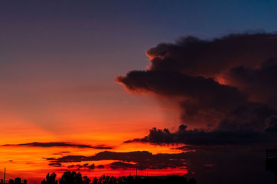 Scenic view of dramatic sky during sunset